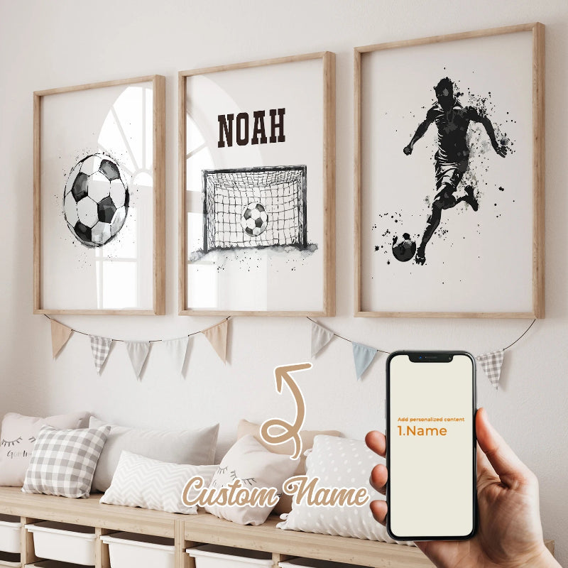 3pcs Personalized Custom Name Football Canvas Poster - Just Kidding Store