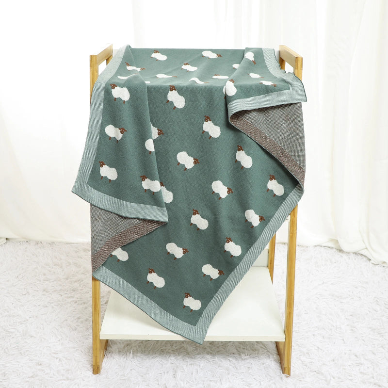 White Sheep Cotton Knitted Blanket - Just Kidding Store