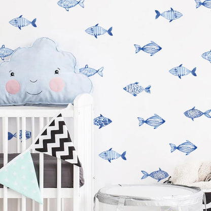 Hand Drawn Watercolor Fish  Wall Decals - Just Kidding Store