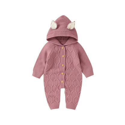 Hooded Cable Knitted Infant Jumpsuit - Just Kidding Store