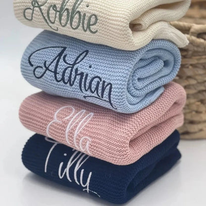 Personalized Name Cotton Knitted Blanket - Just Kidding Store