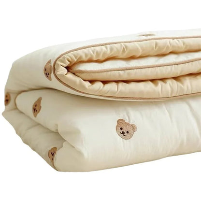 Embroidered Bear Soft Cotton Quilt