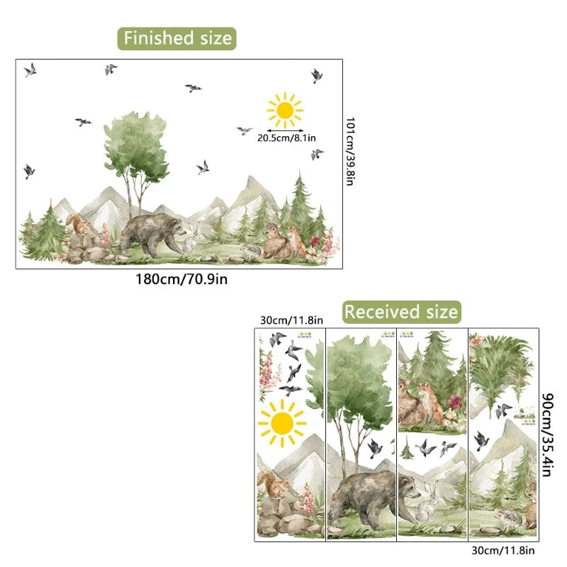 XL Wildlife Forest Landscape Nursery Childrens Wall Decal - Just Kidding Store