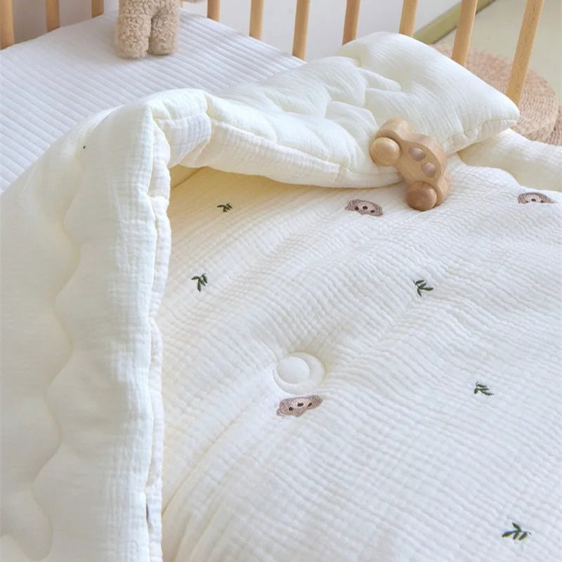 Embroidered Winter Thick Muslin Cotton Bed Cover - Just Kidding Store