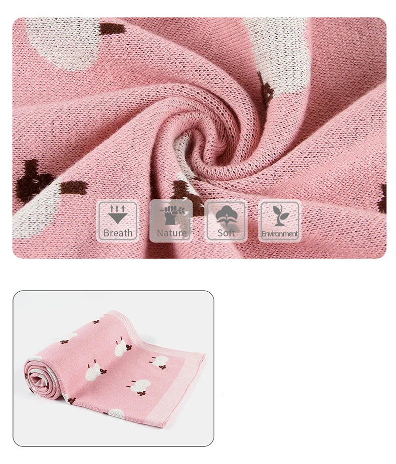 White Sheep Cotton Knitted Blanket - Just Kidding Store