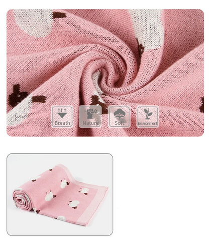 White Sheep Cotton Knitted Blanket - Just Kidding Store