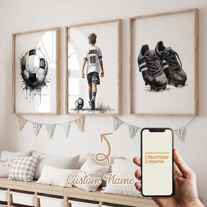 3pcs Personalized Custom Name Football Canvas Poster - Just Kidding Store