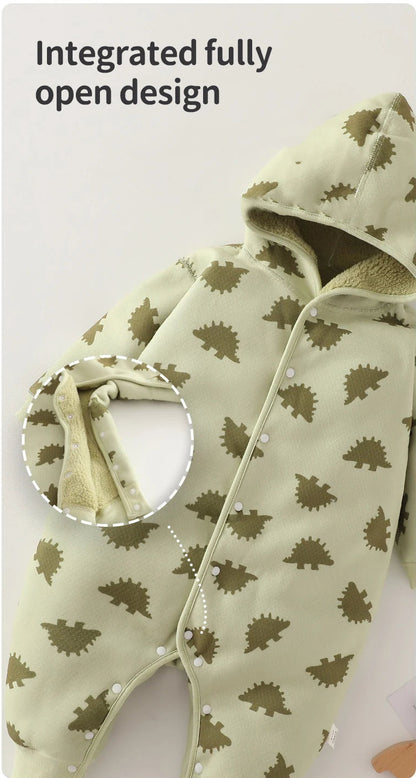 Cozy Critter Warm Fleece Hooded Rompers