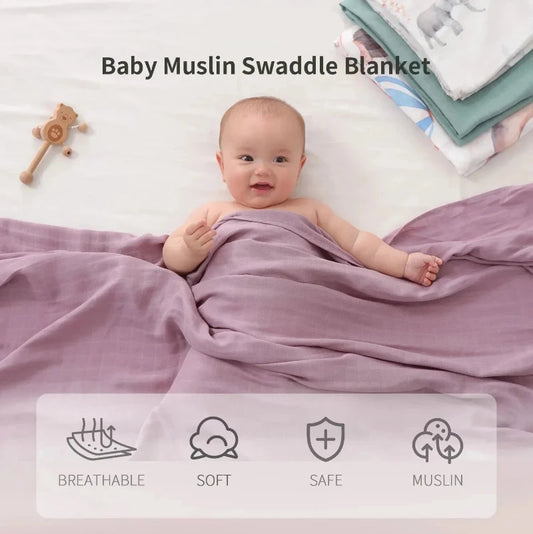 Bamboo Cotton Baby Muslin Swaddle Blanket - Just Kidding Store