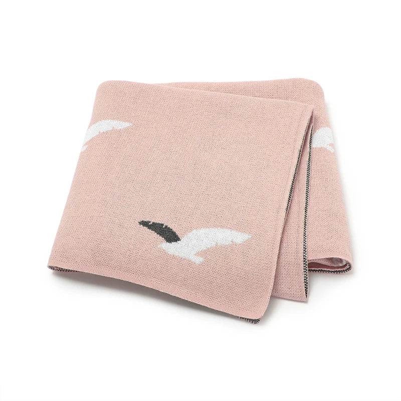 Seagulls Cotton Knitted Baby Nursery Blanket - Just Kidding Store