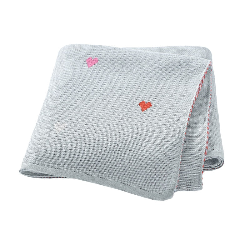 Mini Hearts Cotton Knitted Baby Blanket - Just Kidding Store