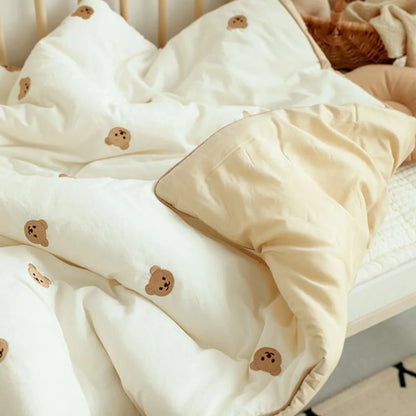 Embroidered Bear Soft Cotton Quilt