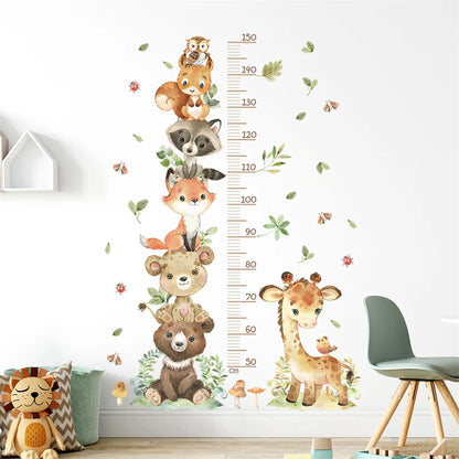 Cartoon Animals Height Measure Decal - Growth Chart Sticker - Just Kidding Store