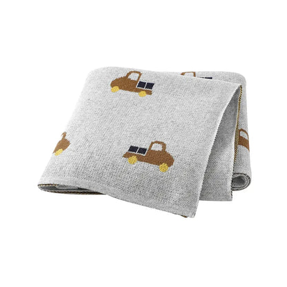 Brown Truck Cotton Knitted Baby Children Blanket - Just Kidding Store