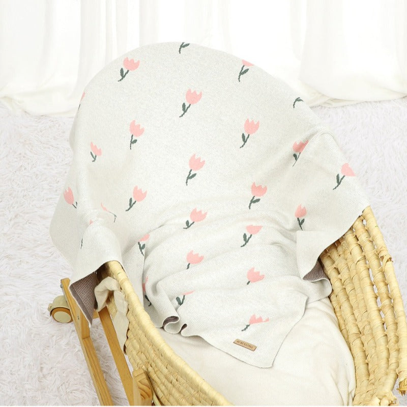 Tulip Cotton Knitted Baby Children Nursery Blanket - Just Kidding Store