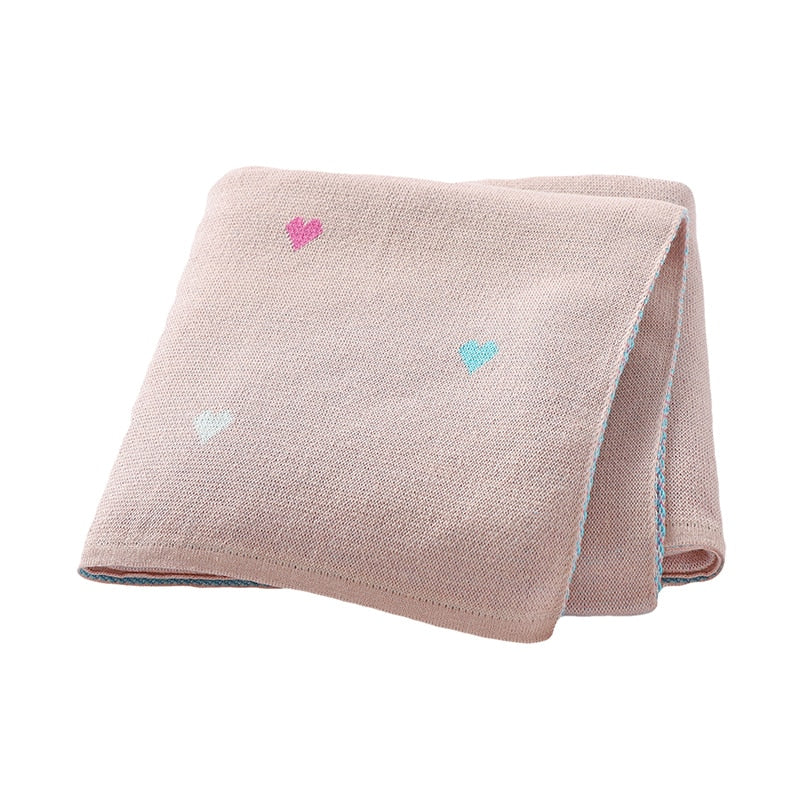 Mini Hearts Cotton Knitted Baby Blanket - Just Kidding Store