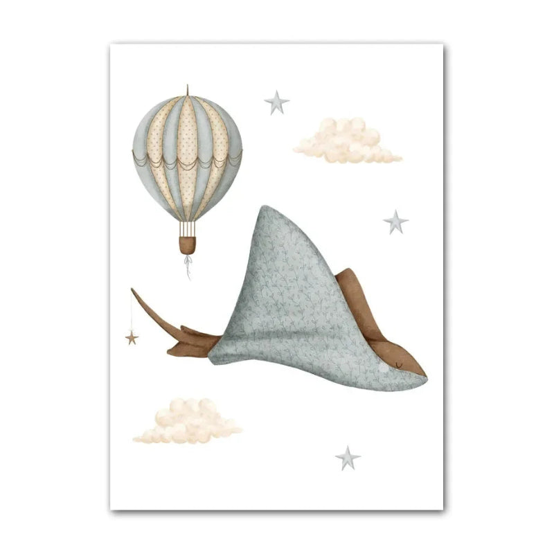 Watercolour Celestial Whales Nursery Canvas Prints - Just Kidding Store