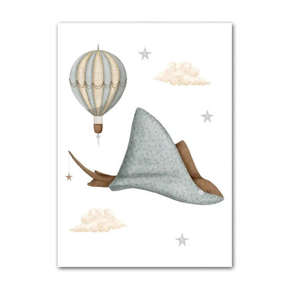 Watercolour Celestial Whales Nursery Canvas Prints - Just Kidding Store