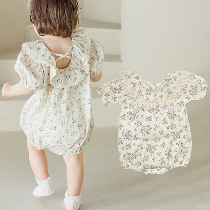 Vintage Floral Lace Ruffle Romper Set - Just Kidding Store
