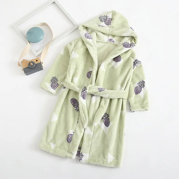 Plush Hooded Robe - Kids Fleece Nightgown - Just Kidding Store