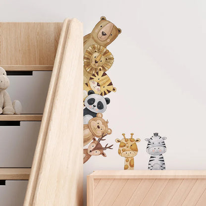 Peeking Cartoon Animals Wall Decals - Just Kidding Store