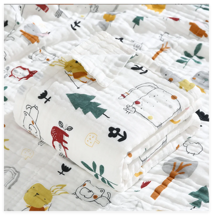 6 Layers Cotton Muslin Swaddle Blanket - Just Kidding Store