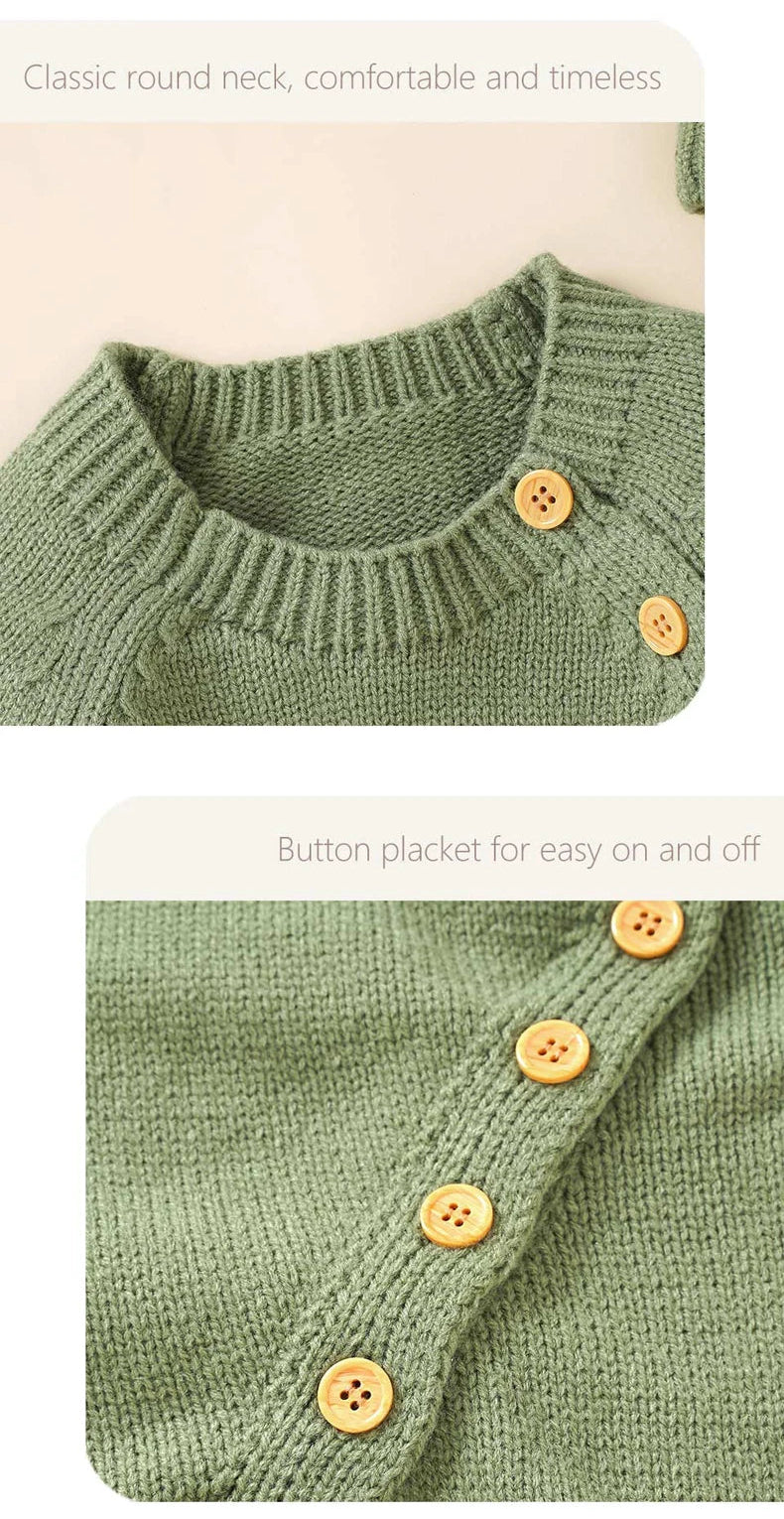 Cozy Button Knit Romper Set - Just Kidding Store