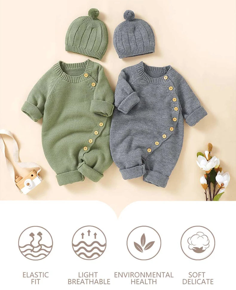 Cozy Button Knit Romper Set - Just Kidding Store