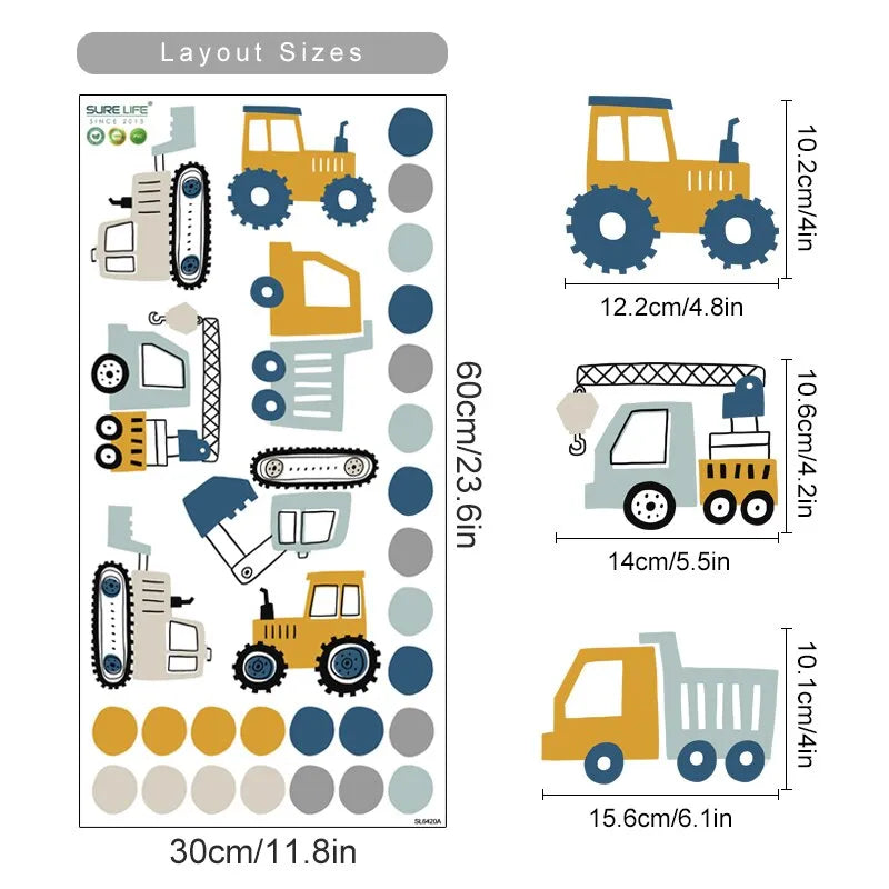 Hand Drawn Construction Site Wall Decals - Just Kidding Store