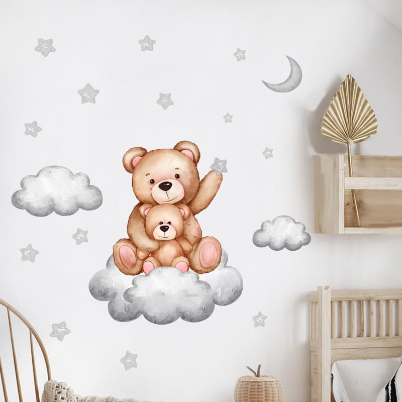 Baby Teddy Bear with Mom Nursery Wall Decal - Just Kidding Store