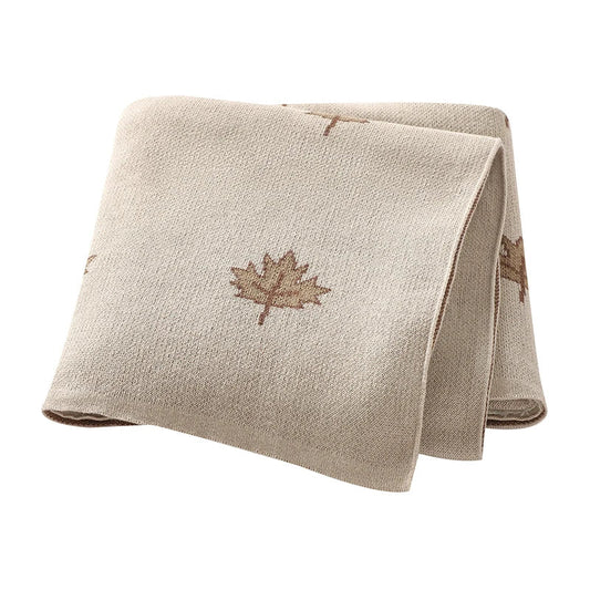 Maple Leaf Cotton Baby Kids Knitted Blanket - Just Kidding Store