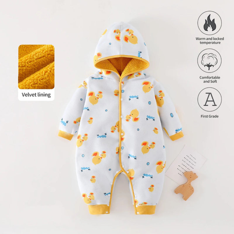 Cozy Critter Warm Fleece Hooded Rompers - Just Kidding Store