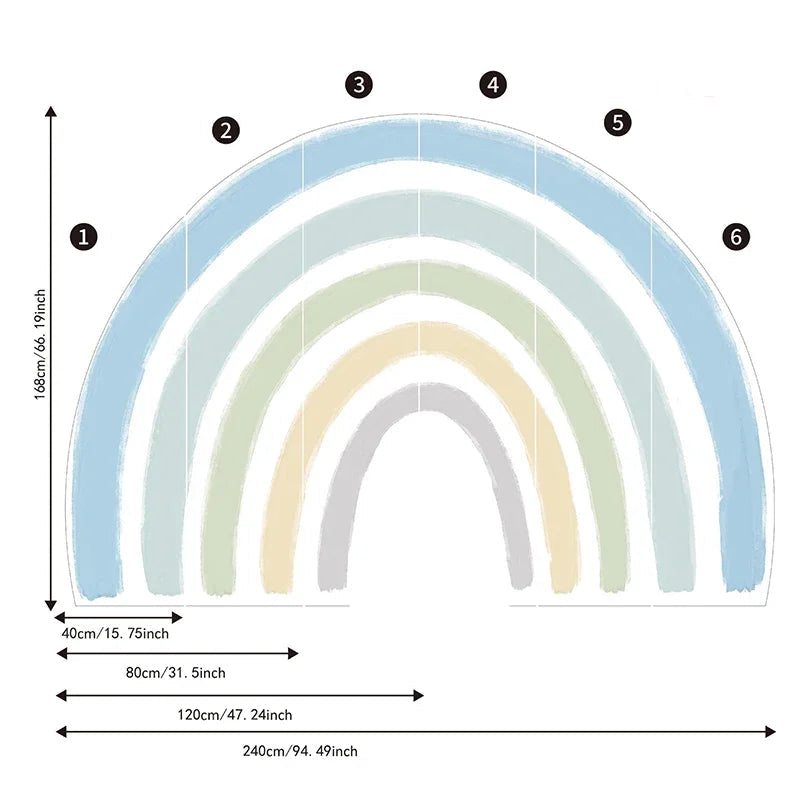 Pastel Watercolor Rainbow Fabric Wall Decal - Just Kidding Store