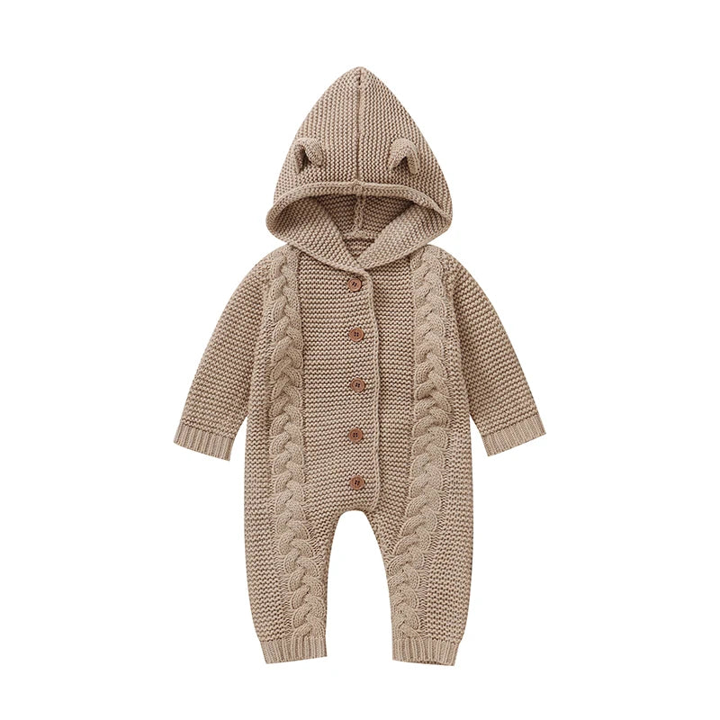 Hooded Baby Infant Winter Knitted Jumpsuit - Just Kidding Store