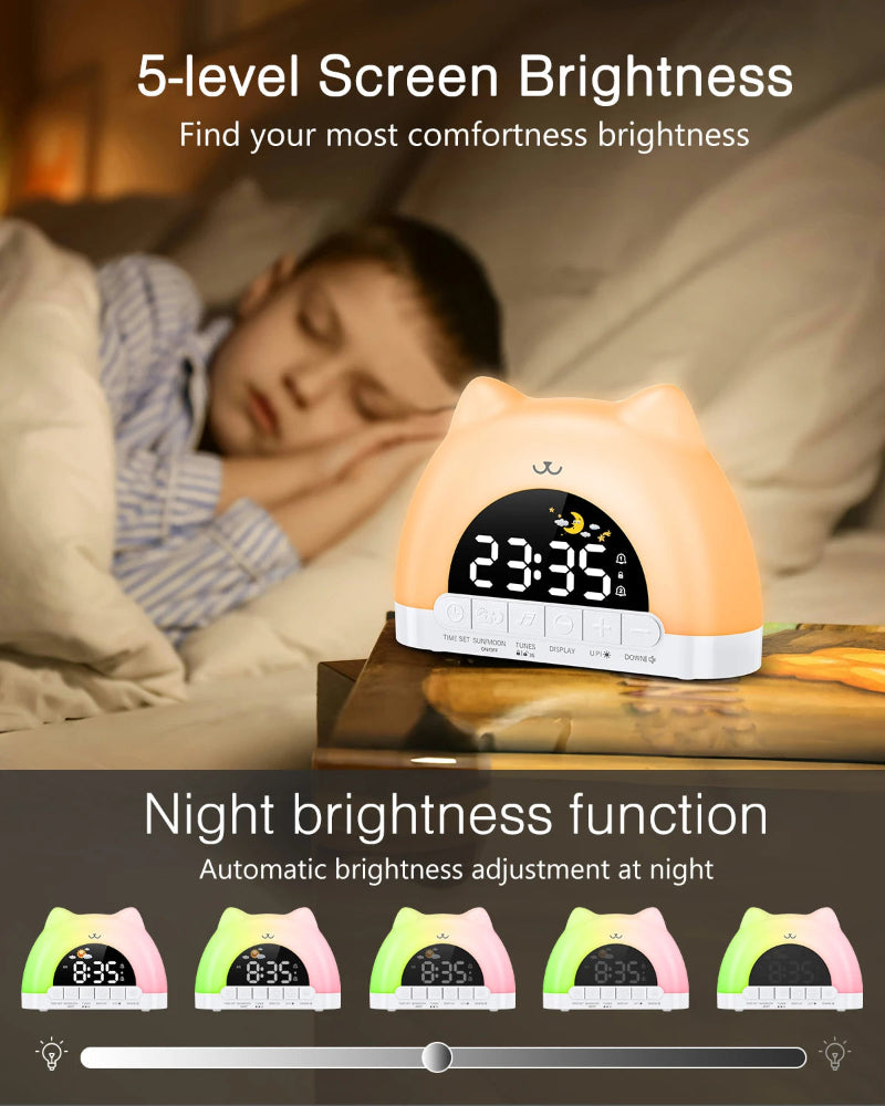 Rainbow Kitty Alarm Clock Night Light - Just Kidding Store