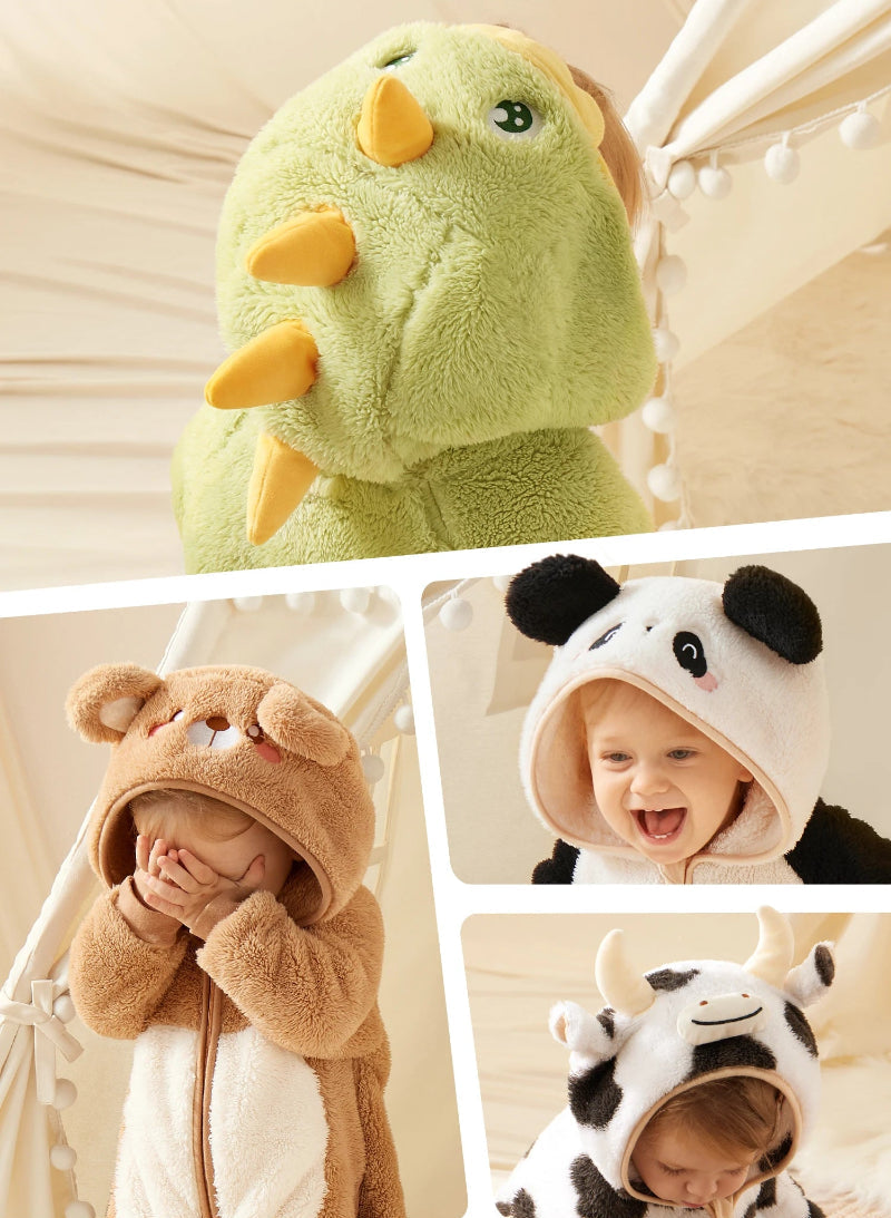 Animal Coral Fleece Baby Toddle Jumpsuit - Just Kidding Store