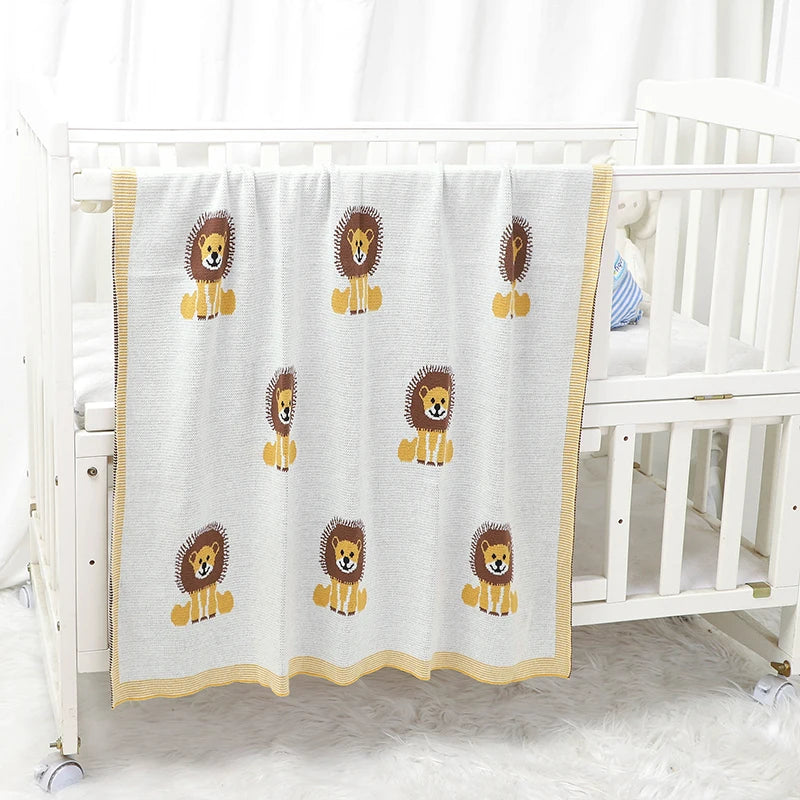 Baby Lion Cotton Knitted Blanket - Just Kidding Store