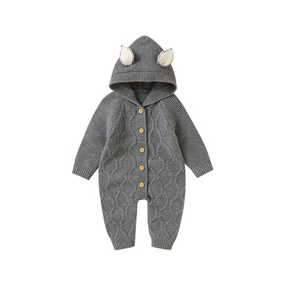 Hooded Cable Knitted Infant Jumpsuit - Just Kidding Store