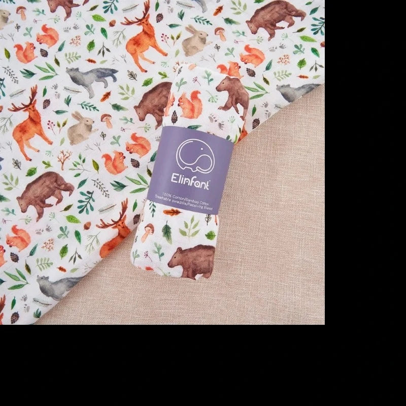 2 Layers Bamboo Cotton Muslin Swaddle Blankets - Just Kidding Store