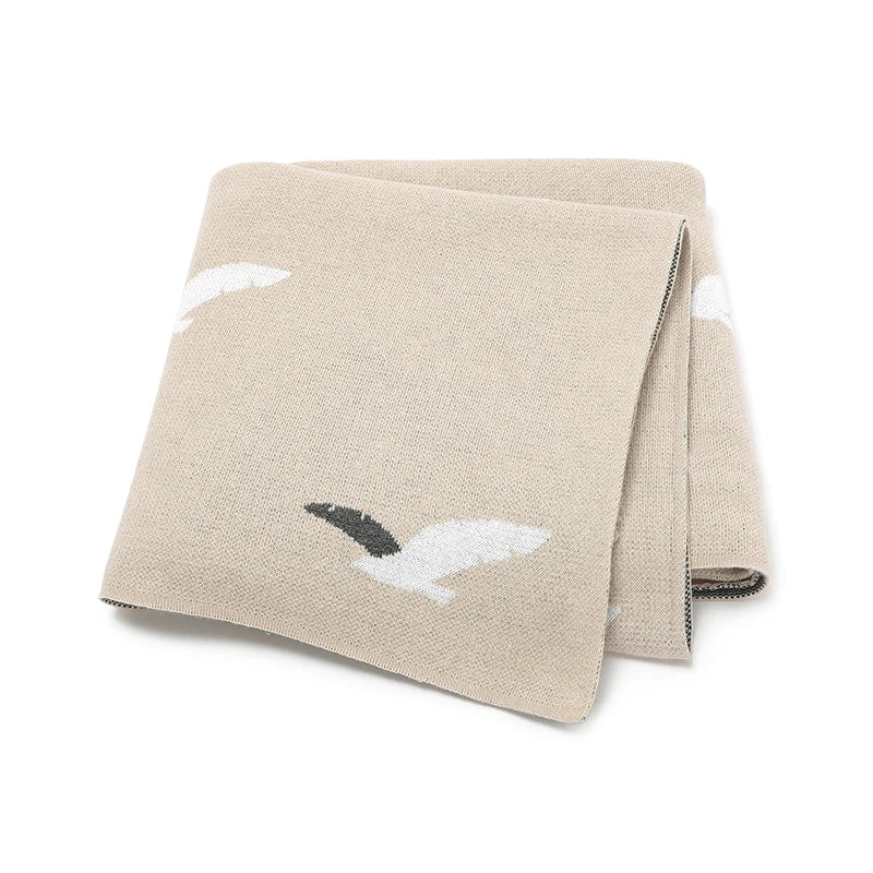 Seagulls Cotton Knitted Baby Nursery Blanket - Just Kidding Store