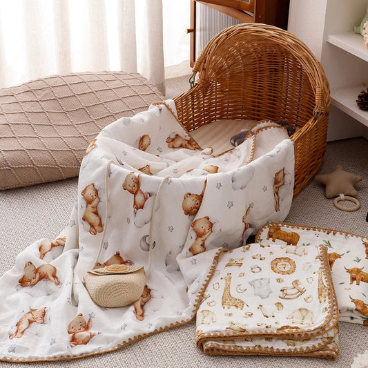 4 Layers Premier Bamboo Cotton Swaddle Blanket - Just Kidding Store