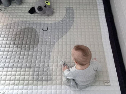 Oversized Play Mat Quilted Anti Skid Carpet Elephant