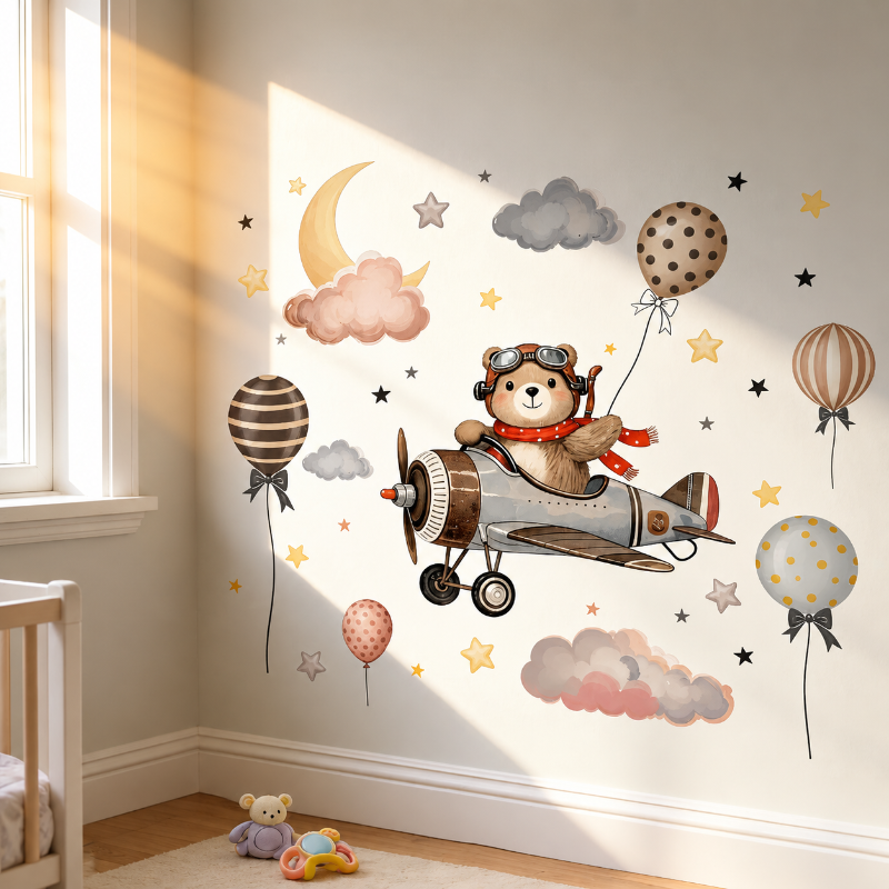 Bear Pilot Wall Decal - Just Kidding Store