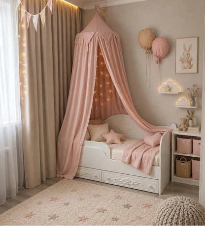 Tassel Bed Canopy - Hung Dome - Just Kidding Home
