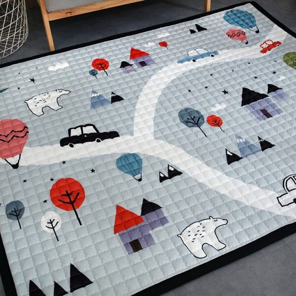 Oversized Play Mat - Quilted Anti Skid Carpet - Nordic Winter