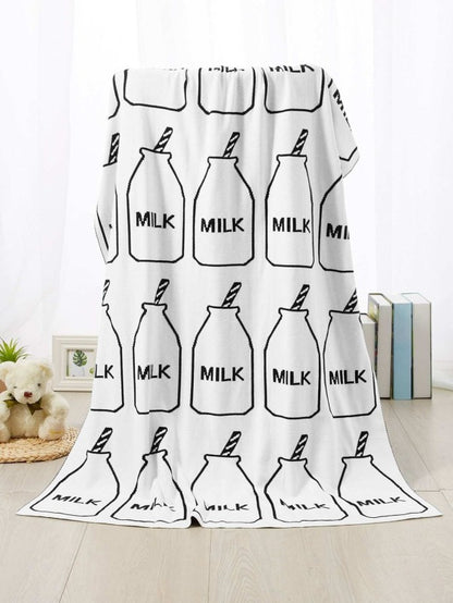 White Milk Cotton Knitted Blanket - Milk Bottle Kids Plaid - Just Kidding Store