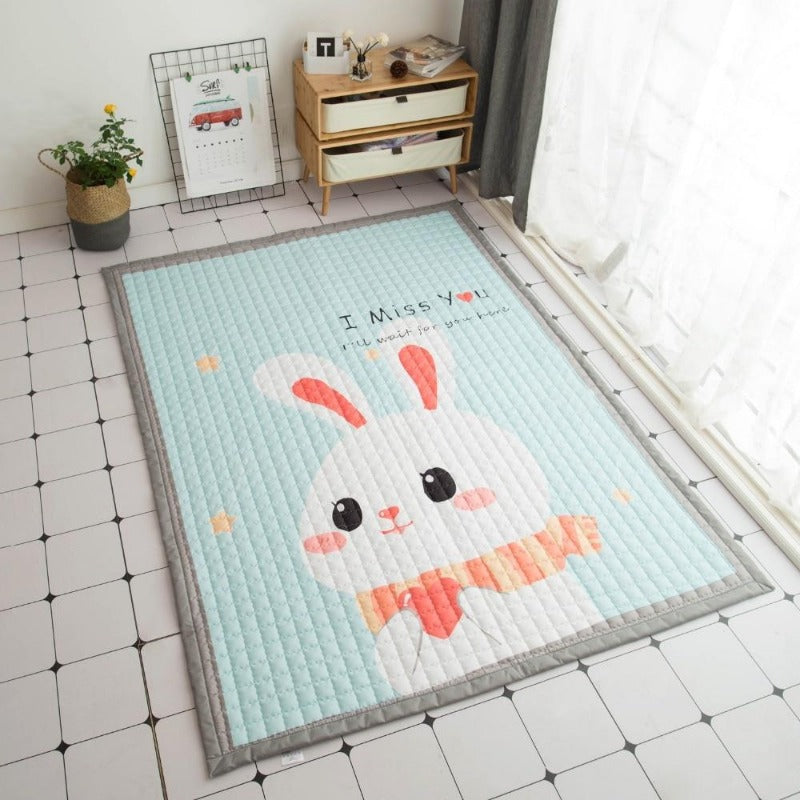 Bunny Love Oversized Play Mat - Quilted Anti Skid Carpet - Just Kidding Store