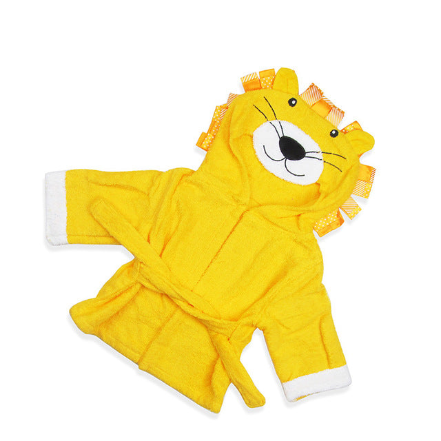 Hooded Baby Infant Terry Kids Bathrobe Yellow Lion - Just Kidding Store