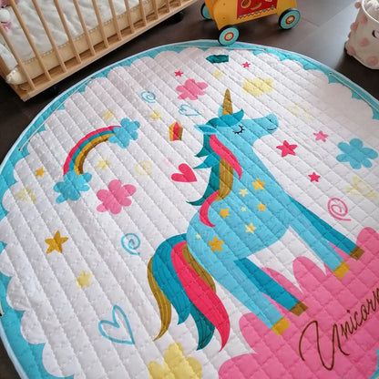 Activity Play Mat Baby Kids Toy Storage Bag Blue Unicorn - Just Kidding Store