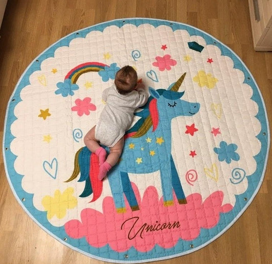 Activity Play Mat Baby Kids Toy Storage Bag Blue Unicorn - Just Kidding Store
